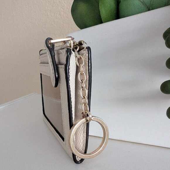 Coach, Mini Skinny ID Case, Crossgrain Leather, Chalk White, Gold Key Ring EUC - Picture 6 of 10